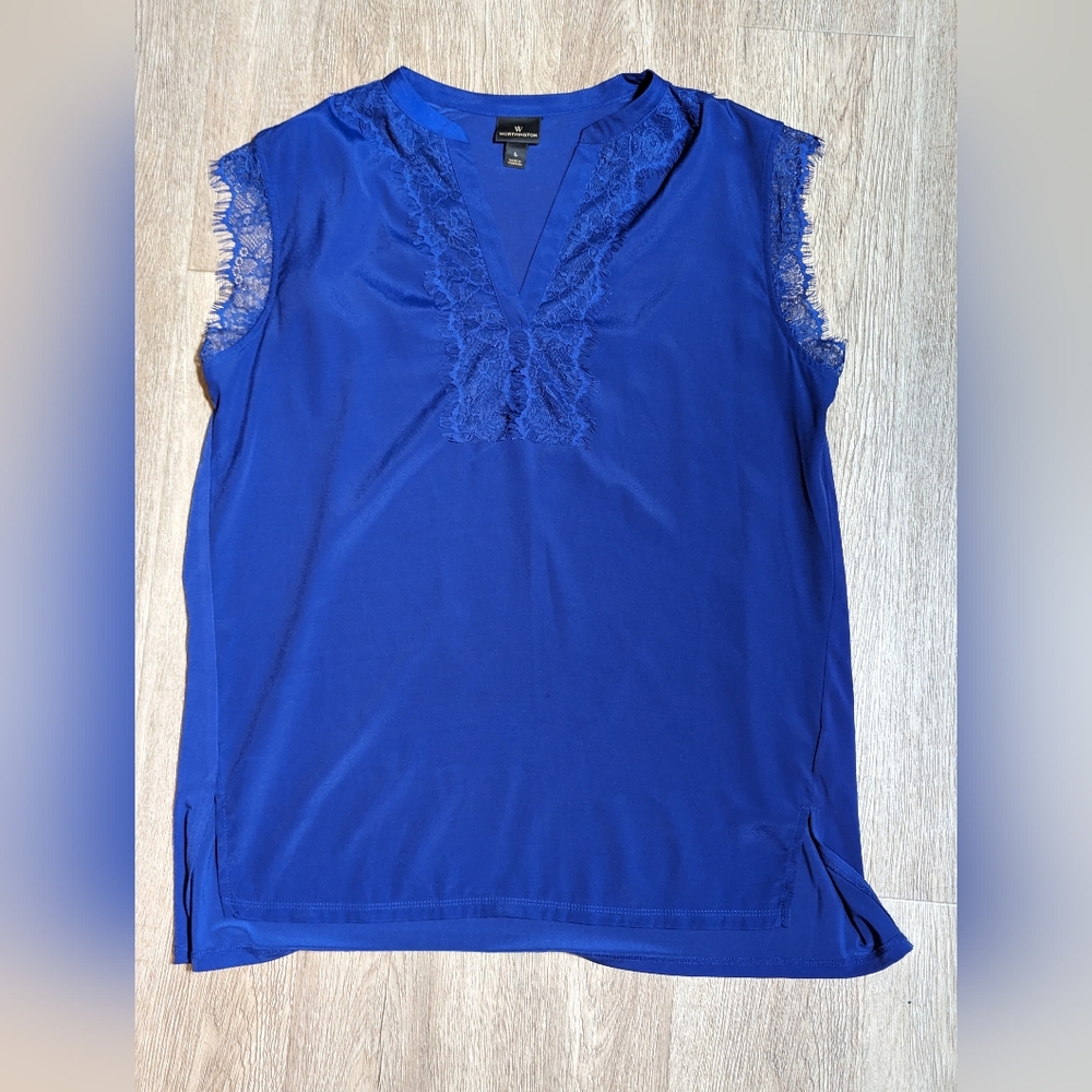 Women's Worthington lace short sleeve blouse size L